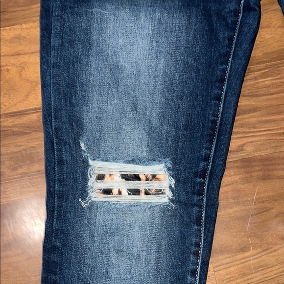 Dark Blue Distressed Women's Jeans - Picture 4 of 5